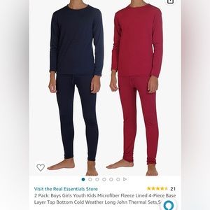 Youth long John’s 2 pack red and blue